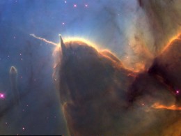 This Hubble telescope image of part of the horse head nebula gives us an entirely different view, showing that this is in reality, a potential star forming region. What do you see in this "blot?"