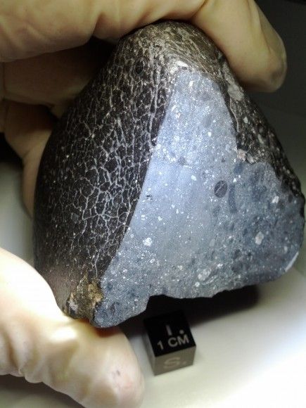 A 2-billion-year-old rock found in the Sahara desert has been identified as a meteorite from Mars crust, and it contains ten times more water than any other Martian meteorite found on Earth. It also contains organic carbon.  Credit: NASA