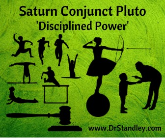 Image may contain: ‎text that says '‎Saturn Conjunct Pluto Disciplined Power' 05 ش い www.DrStandley.com‎'‎