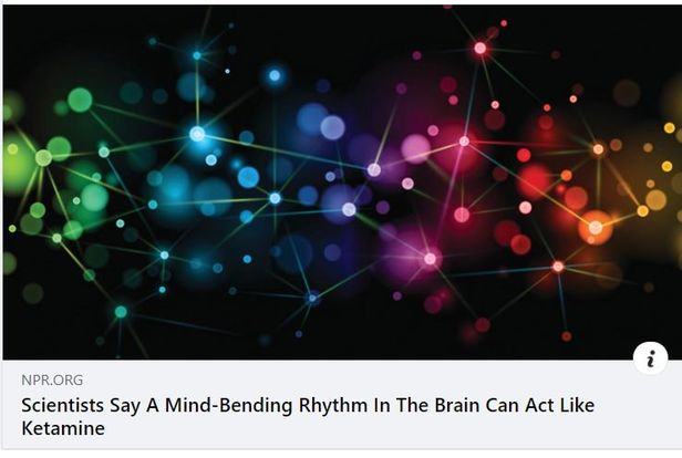 Image may contain: night, text that says 'NPR.ORG Scientists Say A Mind-Bending Rhythm In The Brain Can Act Like Ketamine'