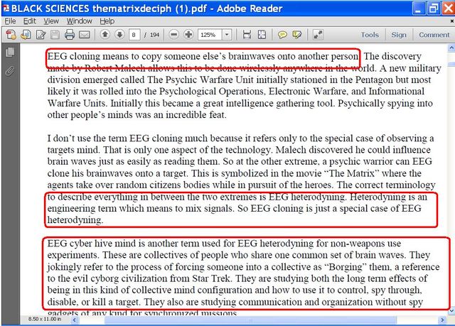 Image may contain: text that says 'BLACK SCIENCES thematrixdeciph Adobe Reader EEG Tools brainwaves Comment emerged called Psychic Warfare into the Psychological Warfare Initially became people' incredible stationed discovery military intelligence gathering EEG Pentagon and Psychically spying into targets brain clone his just reading observing influence random citizens describe everything between term which means mix heterodyning. technology. Malech discovered extreme, psychic the pursuit extremes EEG cloning heroes. just correct terminology Heterodyning EEG jokingly for being in disable, or collective studying who the process forcing someone civilization collective mind control. spy through, studying communication and organization svnchron17er missions 'Borging" reference'