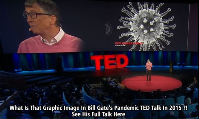 Image may contain: one or more people, text that says 'S INFLIONZAIN พမ P TED What Is That Graphic Image In Bill Gate's Pandemic TED Talk In 2015 ?! See His Full Talk Here'