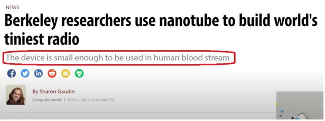 Image may contain: 1 person, text that says 'NEWS Berkeley researchers use nanotube to build world's tiniest radio The device is small enough to be used in human blood stream By Sharon Gaudin Computerworid NOV5,2007 12:00AMPST'