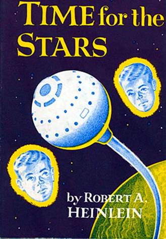 May be a cartoon of text that says 'TIME for the STARS by ROBERT A. HEINLEIN'